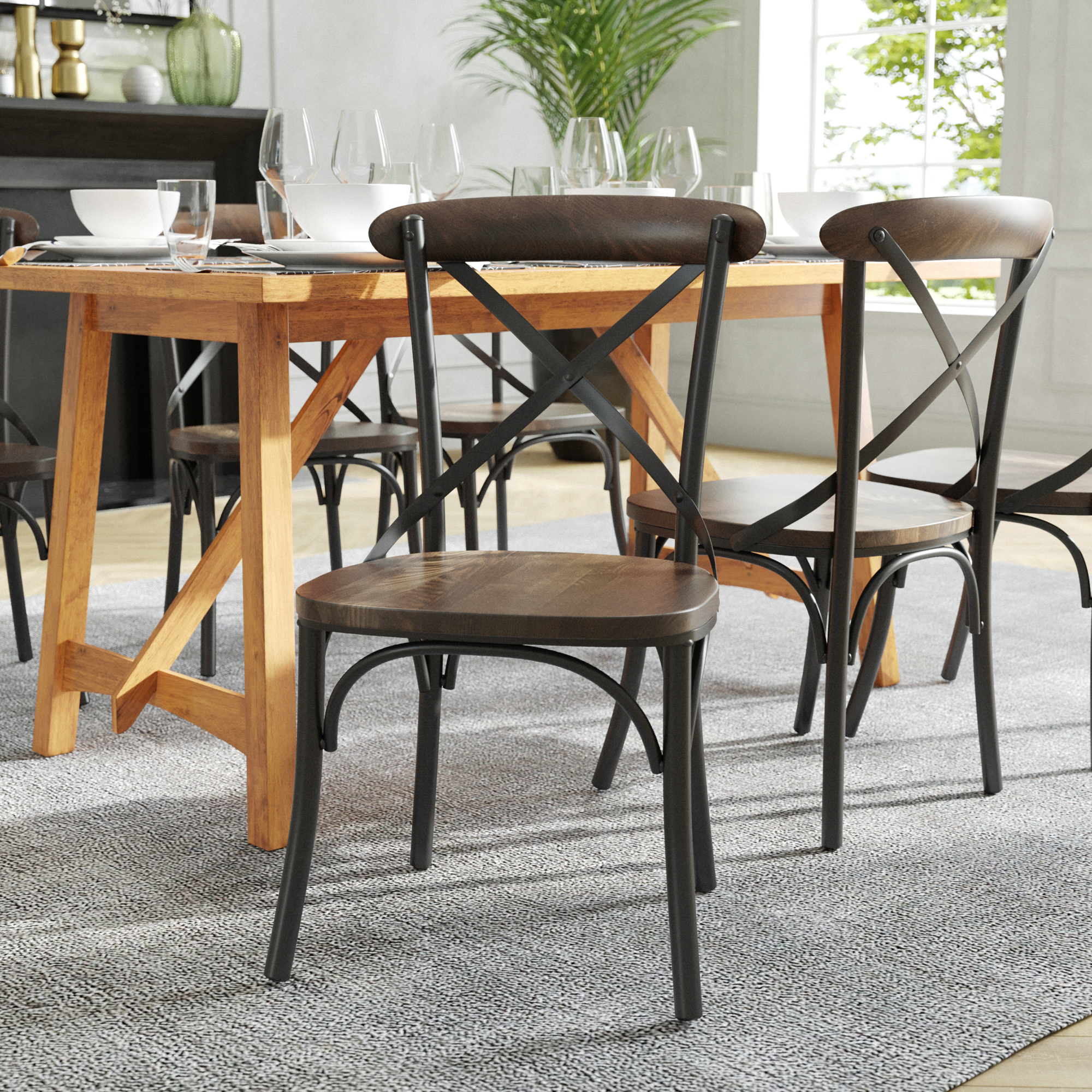 Flash Furniture, Black X-Back Dining Chair - Cross Back Chair, Included (qty.) 1 Model# XBACKMETALFW